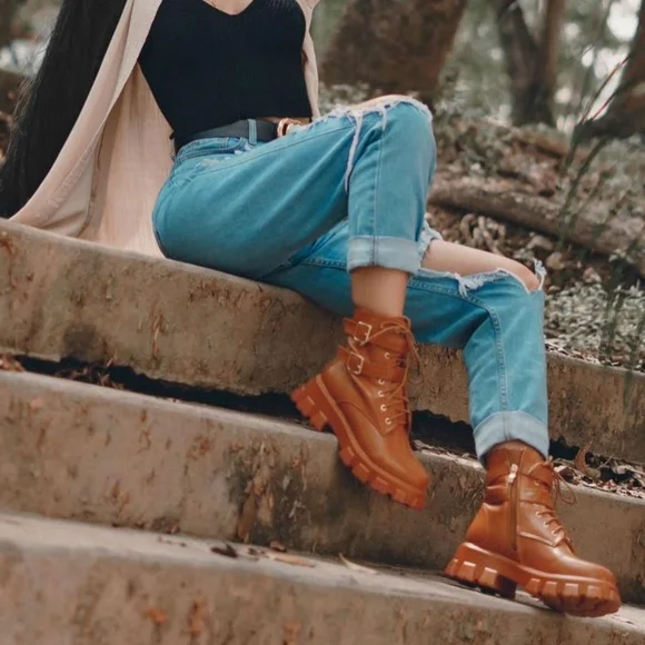 Kashia Combat boot Tan color - Picture 5 of 7